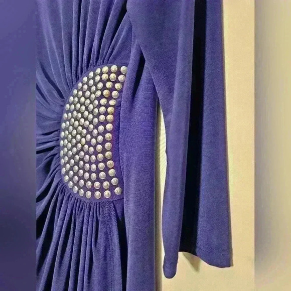 Frank Lyman Design Purple Studded Ruched Asymmetric Neckline Size 8 NWOT - Picture 3 of 7